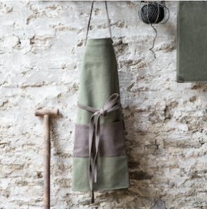 Khaki and brown gardening apron