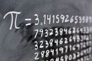 The number Pi on a blackboard